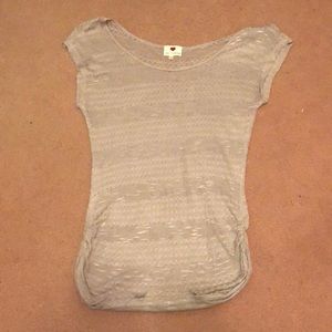 Tan short sleeve, thin knit top